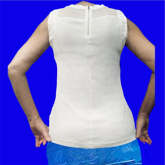 NWT Sandro Paris Silk Top Blouse Shirt Lightweight Mesh Lace Tunic Gift - Picture 4 of 4